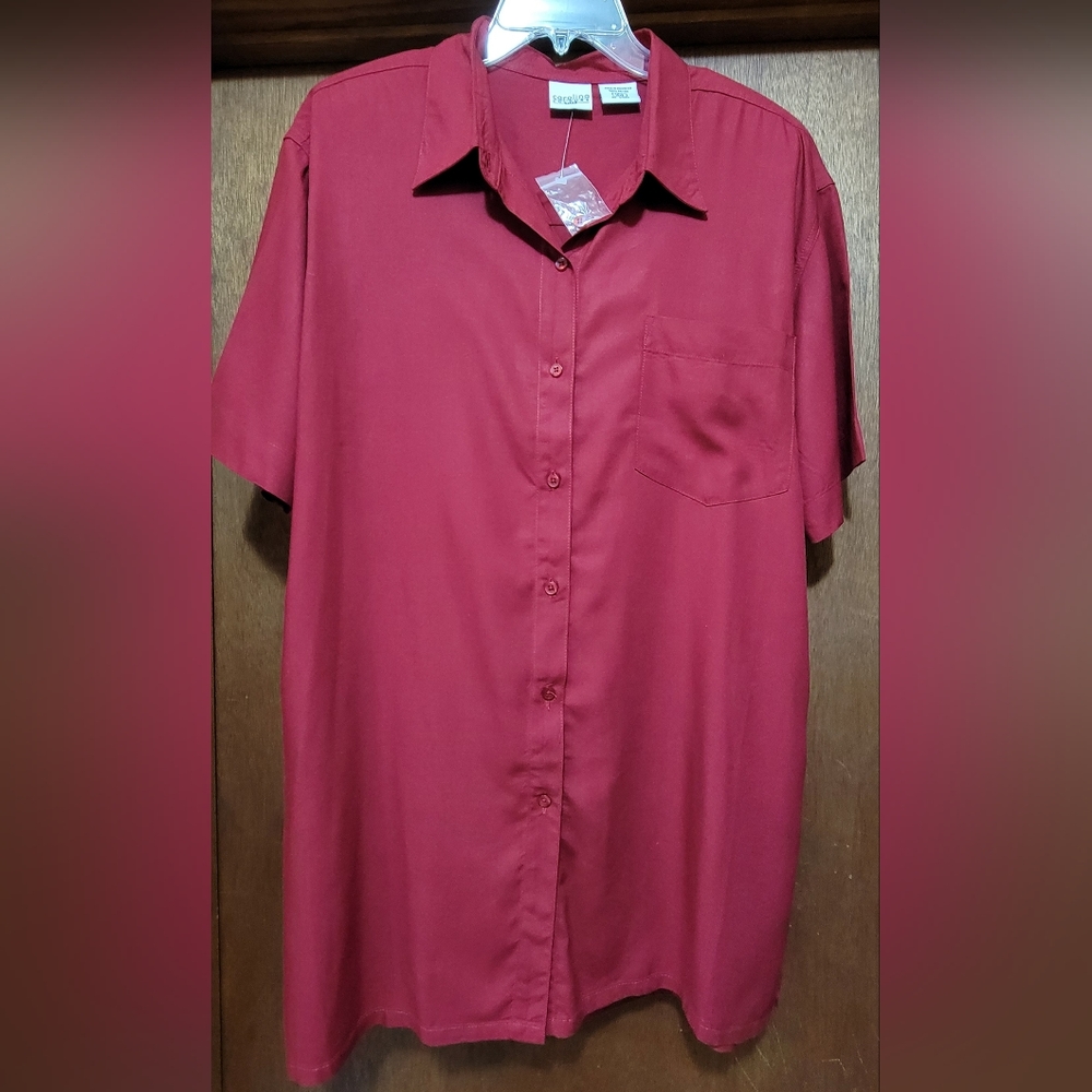 Carolina Colours Plus deep red short sleeve tunic shirt blouse top